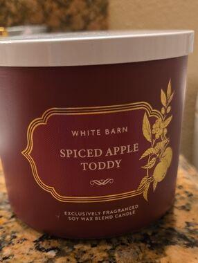 White Barn Spiced Apple Toddy Candle - Deep Burgundy with Gold Accent